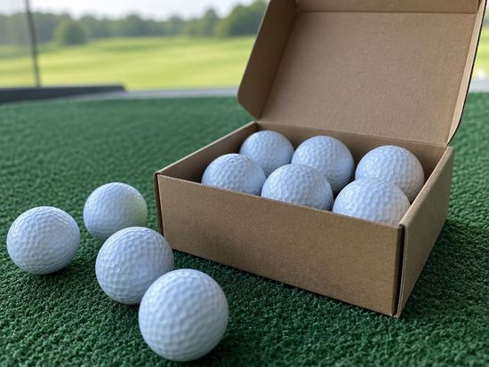 Golf balls on the hitting mat