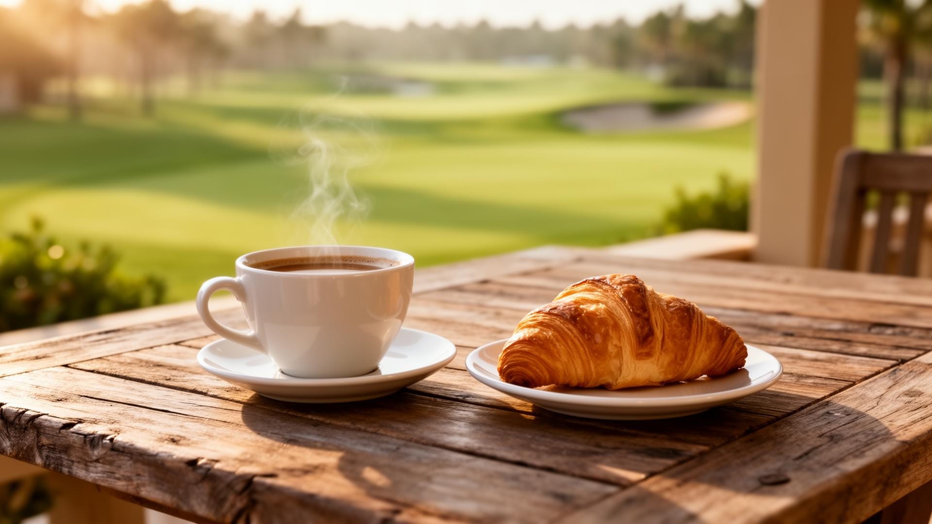 Breakfast on the Golf Lounge terrace with view of the Hamburg-Moorfleet golf course