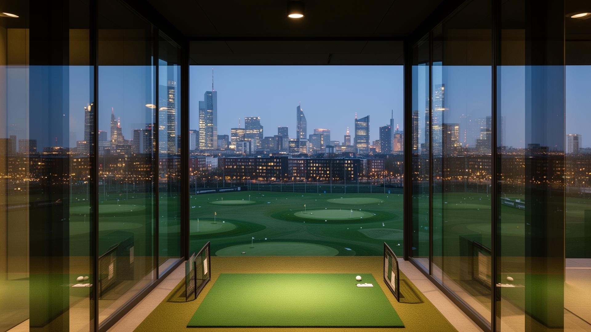City golf in Hamburg with skyline view