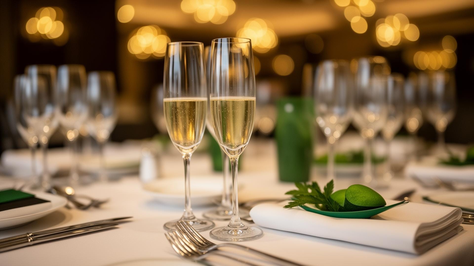 Elegant event table setting at Golf Lounge Hamburg