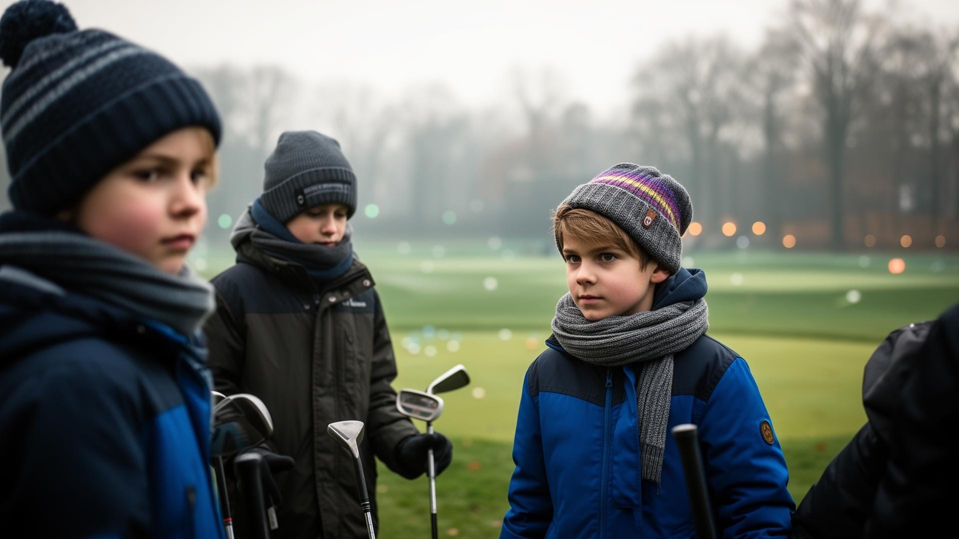 Student group during golf taster day on the driving range in Hamburg-Moorfleet