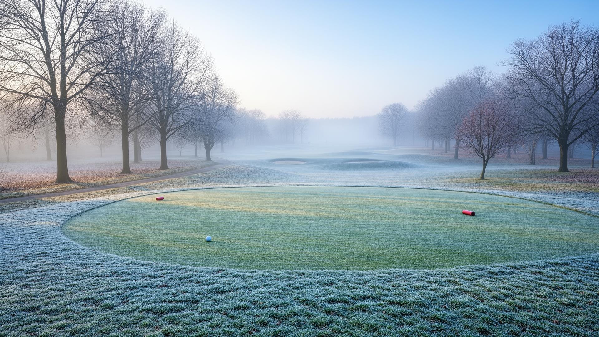 Winter golf course with frost at Golf Lounge Hamburg
