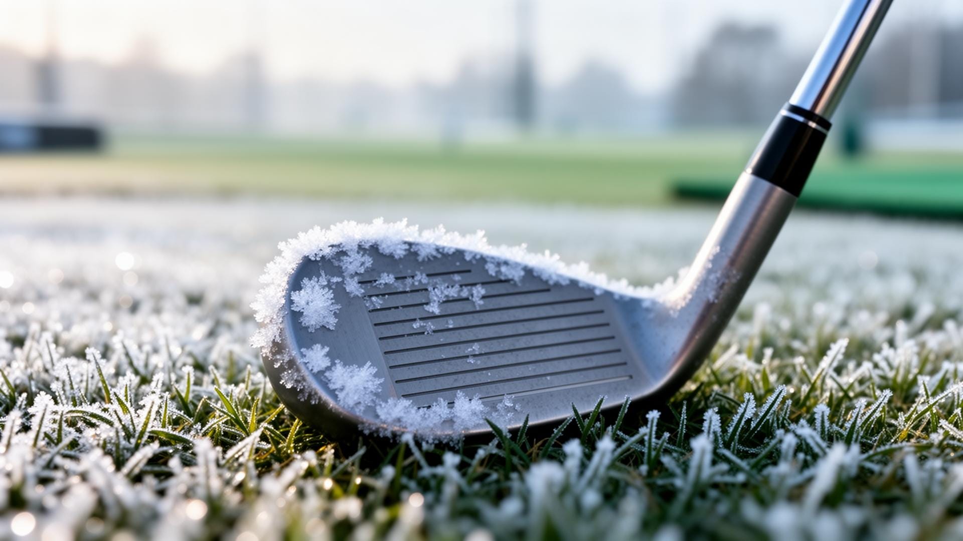 Winter training golf club with frost